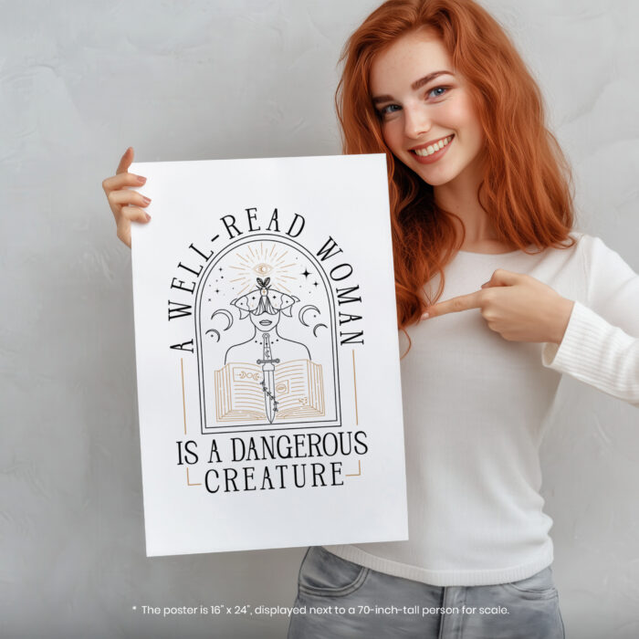 Reading Witchy Book Lover Well-Read Woman  Room Decor - Home Decor For Home -  Goth Bookish Unframed Wall Poster - Image 5