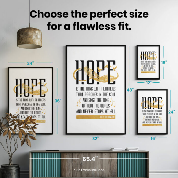 034019-007.Sizes-Portrait-1.jpg Hope is Thing With Feathers  Room Decor - Home Decor For Home -  Emily Dickinson Poetry Unframed Wall Poster - Image 7