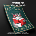 Drink Tea Read Books Be Happy  Room Decor - Home Decor For Home -  Booklovers Cats Books Tea Unframed Wall Poster - Image 4