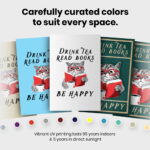 Drink Tea Read Books Be Happy  Room Decor - Home Decor For Home -  Booklovers Cats Books Tea Unframed Wall Poster - Image 6