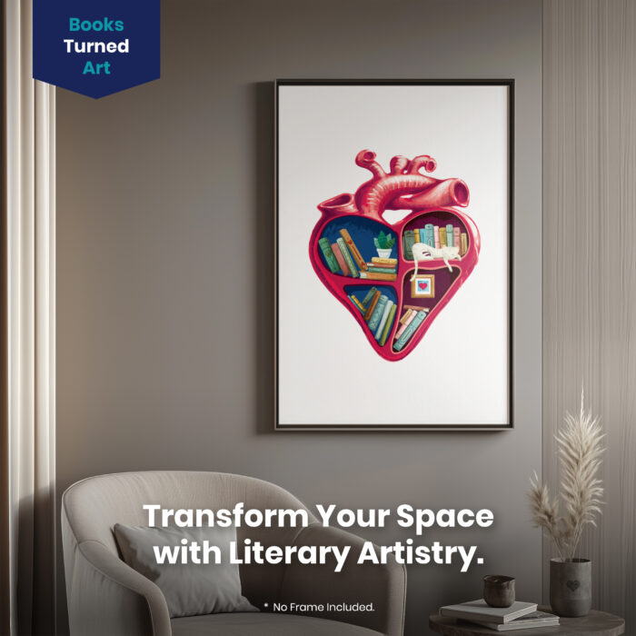 Heart Cat and Books Bookish   Room Decor - Home Decor For Home -  Booktrovert Librarian Bookies Unframed Wall Poster - Image 2