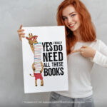 Librarian Reading Book Nerd  Room Decor - Home Decor For Home -  Library Funny Bookish Giraffe Unframed Wall Poster - Image 5