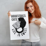 Bookstores Cats Life Is Sweet  Room Decor - Home Decor For Home -  Cat Reading Book Unframed Wall Poster - Image 5