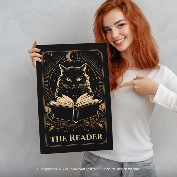 Black Cat Tarot The Reader Occult  Room Decor - Home Decor For Home -  Witchy Gothic Celestial Unframed Wall Poster - Image 5
