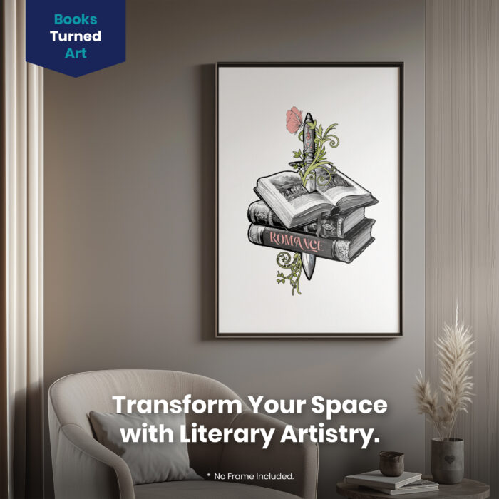 Books and Dagger With Florals Women  Room Decor - Home Decor For Home -  Dark Romance Booktrovert Unframed Wall Poster - Image 2