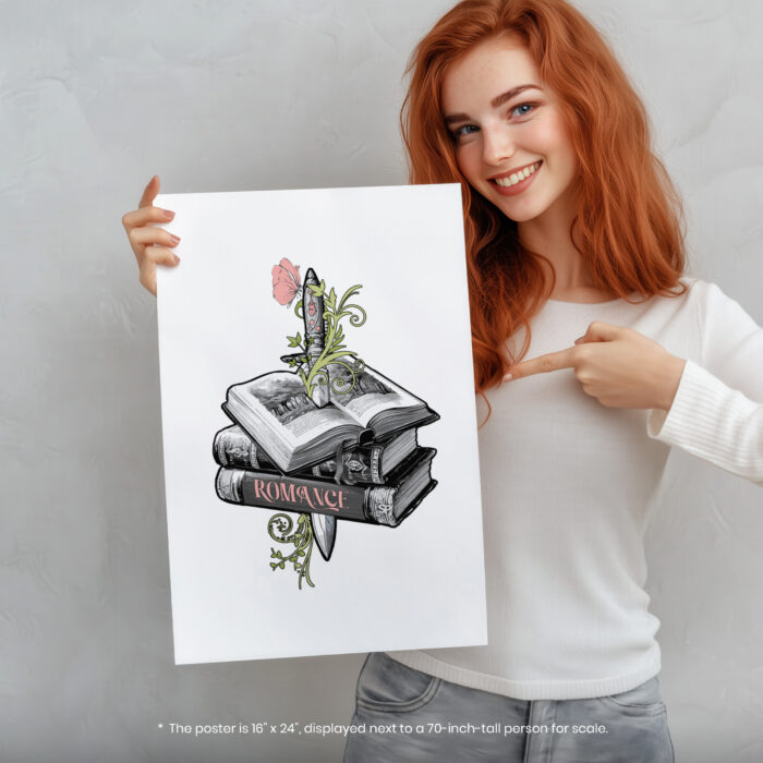 Books and Dagger With Florals Women  Room Decor - Home Decor For Home -  Dark Romance Booktrovert Unframed Wall Poster - Image 5