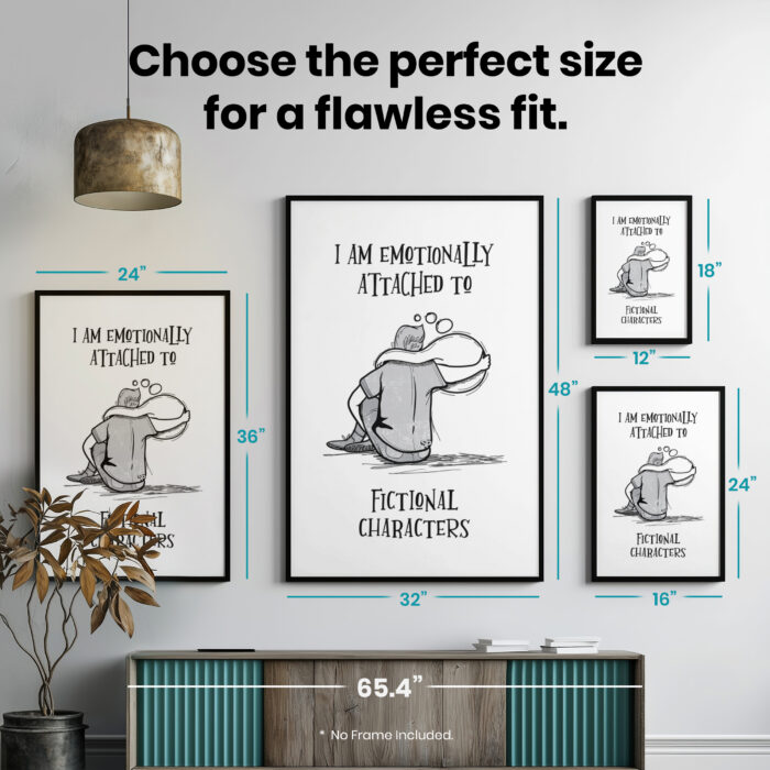 Book Nerd Graphic  Room Decor - Home Decor For Home -  Emotionally Attached Fictional Character Unframed Wall Poster - Image 7