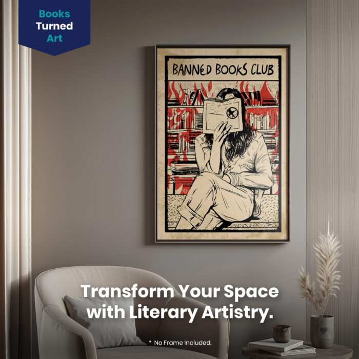I Read Banned Books Bookish Women  Room Decor - Home Decor For Home -  Bookies Im With The Banned Unframed Wall Poster - Image 2