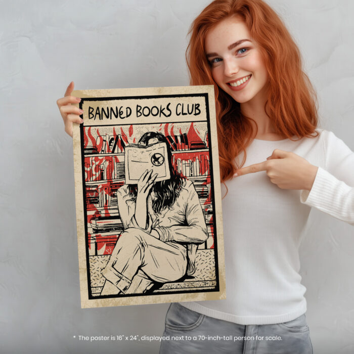 I Read Banned Books Bookish Women  Room Decor - Home Decor For Home -  Bookies Im With The Banned Unframed Wall Poster - Image 5