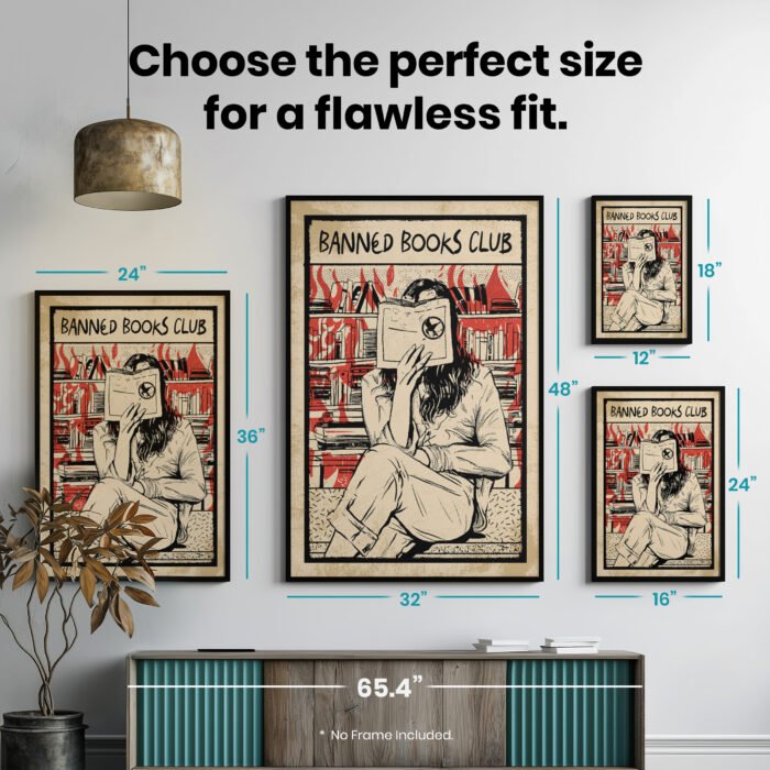 I Read Banned Books Bookish Women  Room Decor - Home Decor For Home -  Bookies Im With The Banned Unframed Wall Poster - Image 7