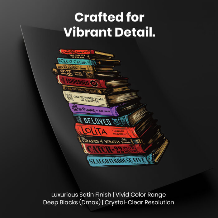 Stack of Classic Banned Books  Room Decor - Home Decor For Home -  Bookies Im With The Banned Unframed Wall Poster - Image 4