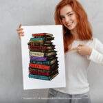 Stack of Classic Banned Books  Room Decor - Home Decor For Home -  Bookies Im With The Banned Unframed Wall Poster - Image 5