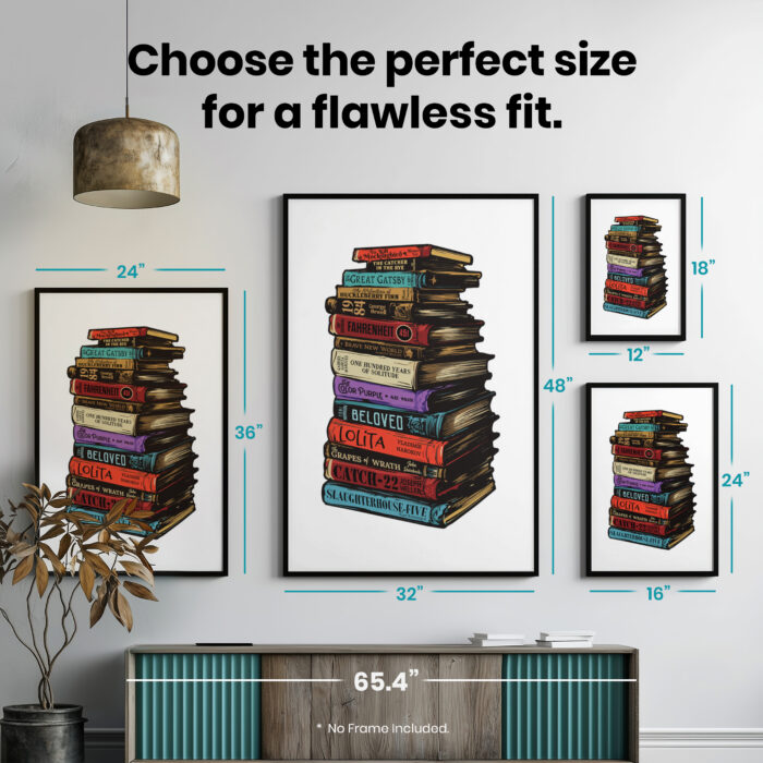 Stack of Classic Banned Books  Room Decor - Home Decor For Home -  Bookies Im With The Banned Unframed Wall Poster - Image 7