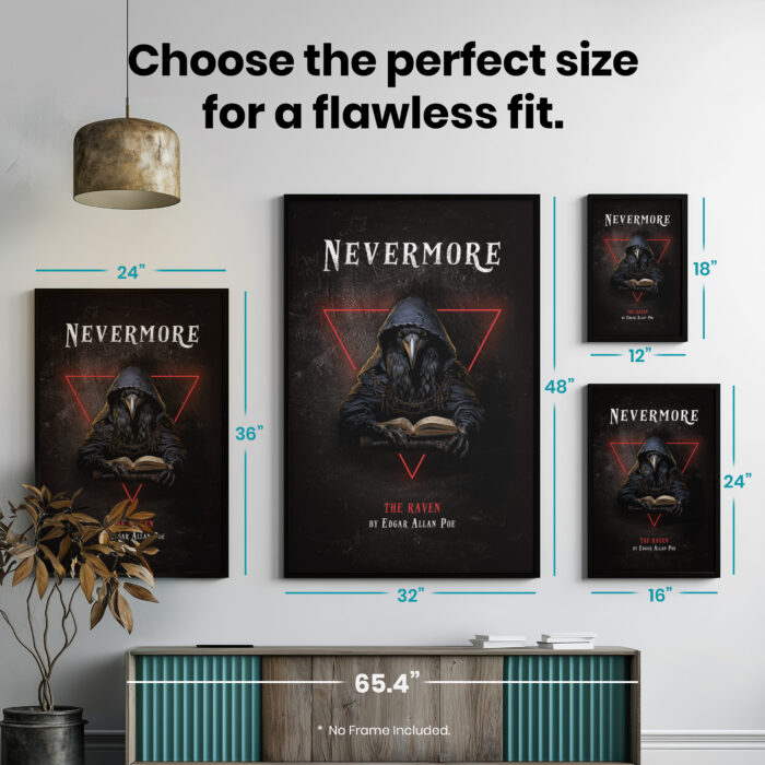 Crow Nevermore Raven Wiccan  Room Decor - Home Decor For Home -  The Raven by Edgar Allan Poe Unframed Wall Poster - Image 7