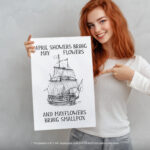 April Showers Bring May Flowers  Room Decor - Home Decor For Home -  Mayflower History Teacher Unframed Wall Poster - Image 5
