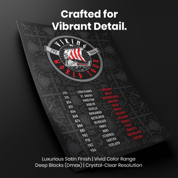 History Viking World Tour Funny  Room Decor - Home Decor For Home -  Front and Backprint Medieval Unframed Wall Poster - Image 4