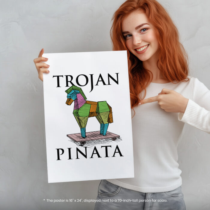Trojan Horse Pi?ata Greek  Room Decor - Home Decor For Home -  Ironic History Teacher Trojan Unframed Wall Poster - Image 5