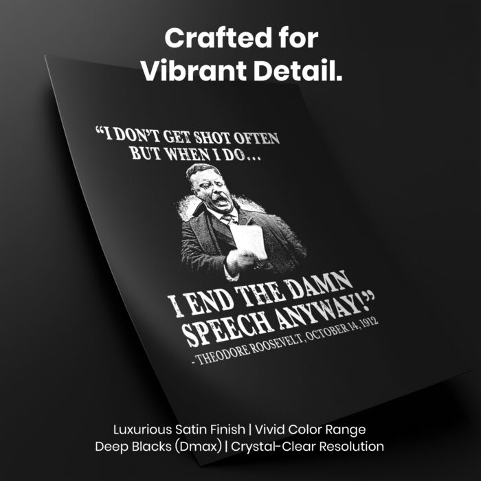 Teddy Roosevelt Gun Shot End Speech  Room Decor - Home Decor For Home -  History of US Presidents Unframed Wall Poster - Image 4