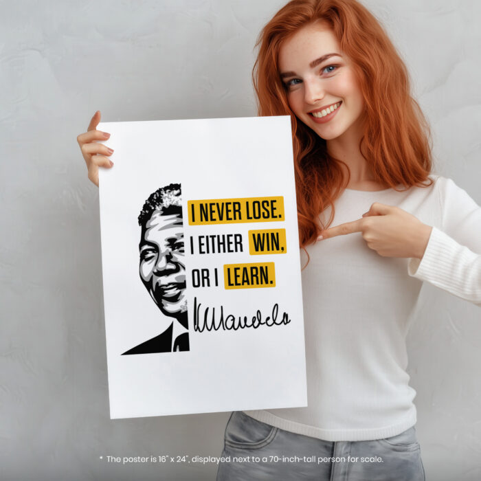 Never Lose Either Win or Learn Motivational  Room Decor - Home Decor For Home -  Nelson Mandela Unframed Wall Poster - Image 5