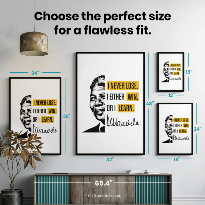 Never Lose Either Win or Learn Motivational  Room Decor - Home Decor For Home -  Nelson Mandela Unframed Wall Poster - Image 7