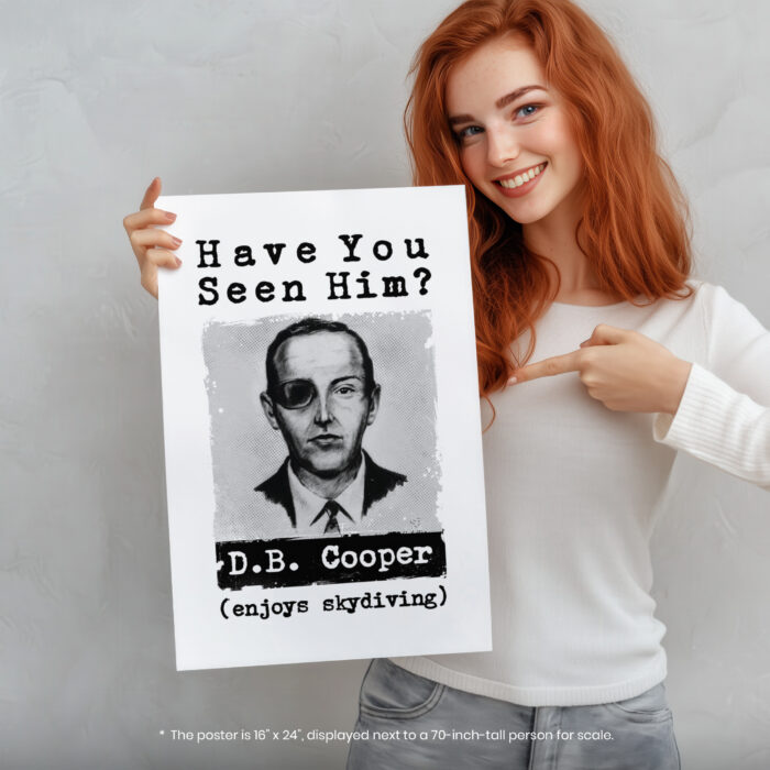 D.B. Cooper Unsolved Mystery  Room Decor - Home Decor For Home -  Skydiving DB Cooper Unframed Wall Poster - Image 5