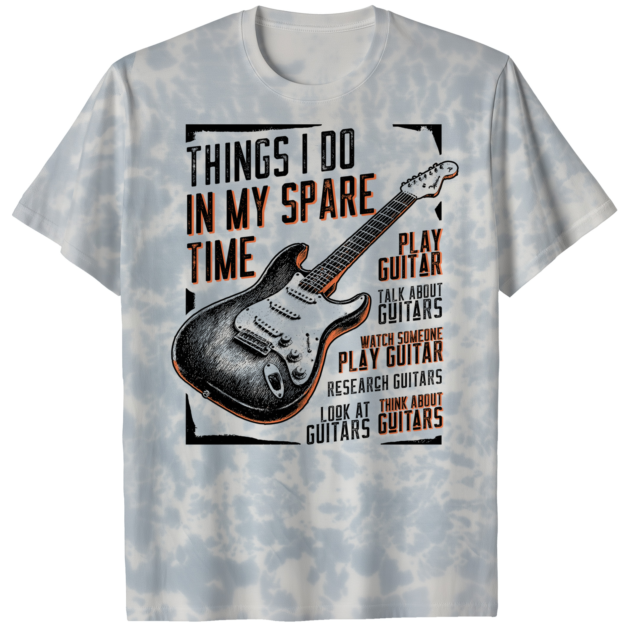 004012.All-I-Do-Is-Guitar-light-bg-pc All I Do Is Guitar Artistic Print Playful Art Graphic Piece Unisex Tie Dye Cotton T-Shirt - Image 4