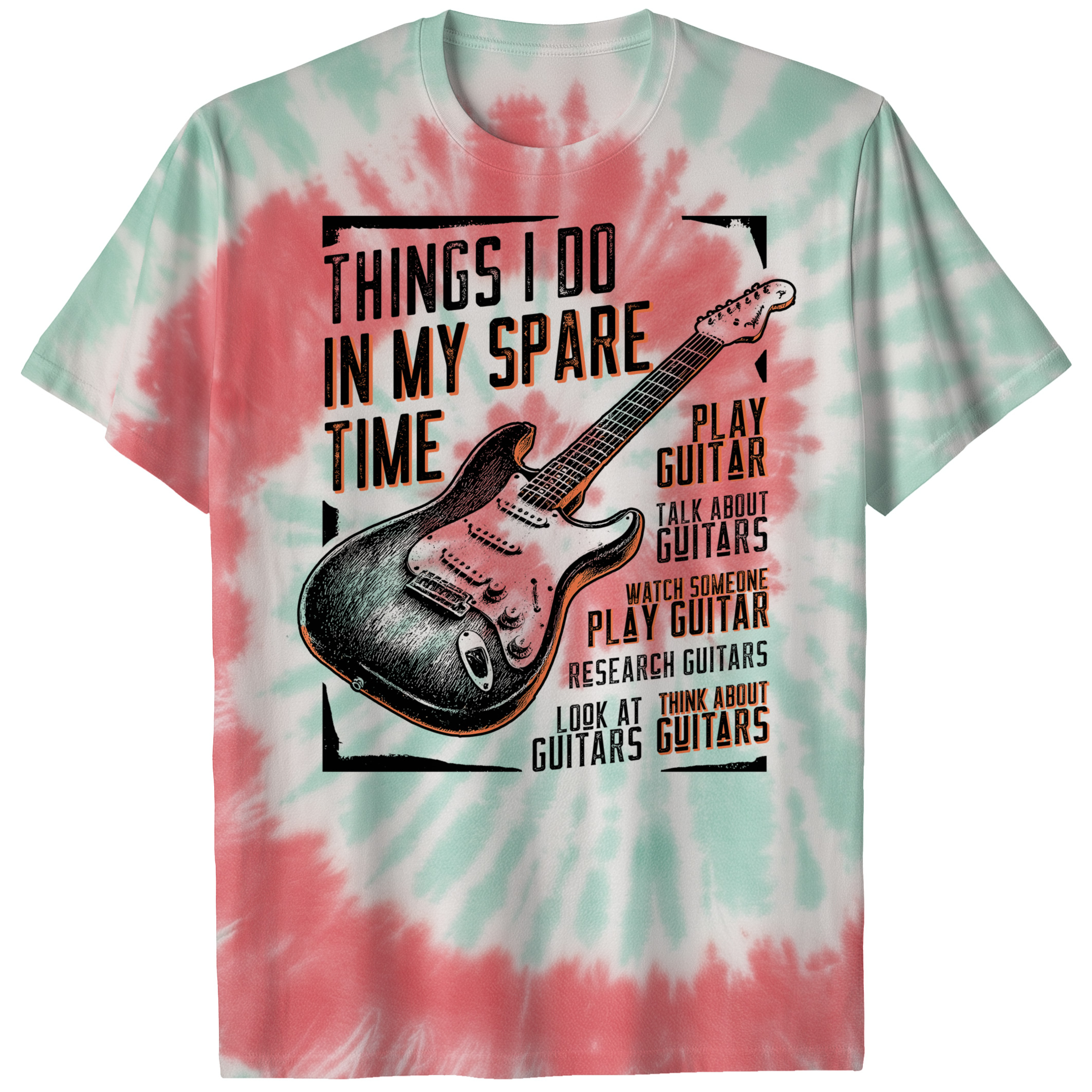 004012.All-I-Do-Is-Guitar-light-bg-td All I Do Is Guitar Artistic Print Playful Art Graphic Piece Unisex Tie Dye Cotton T-Shirt - Image 5