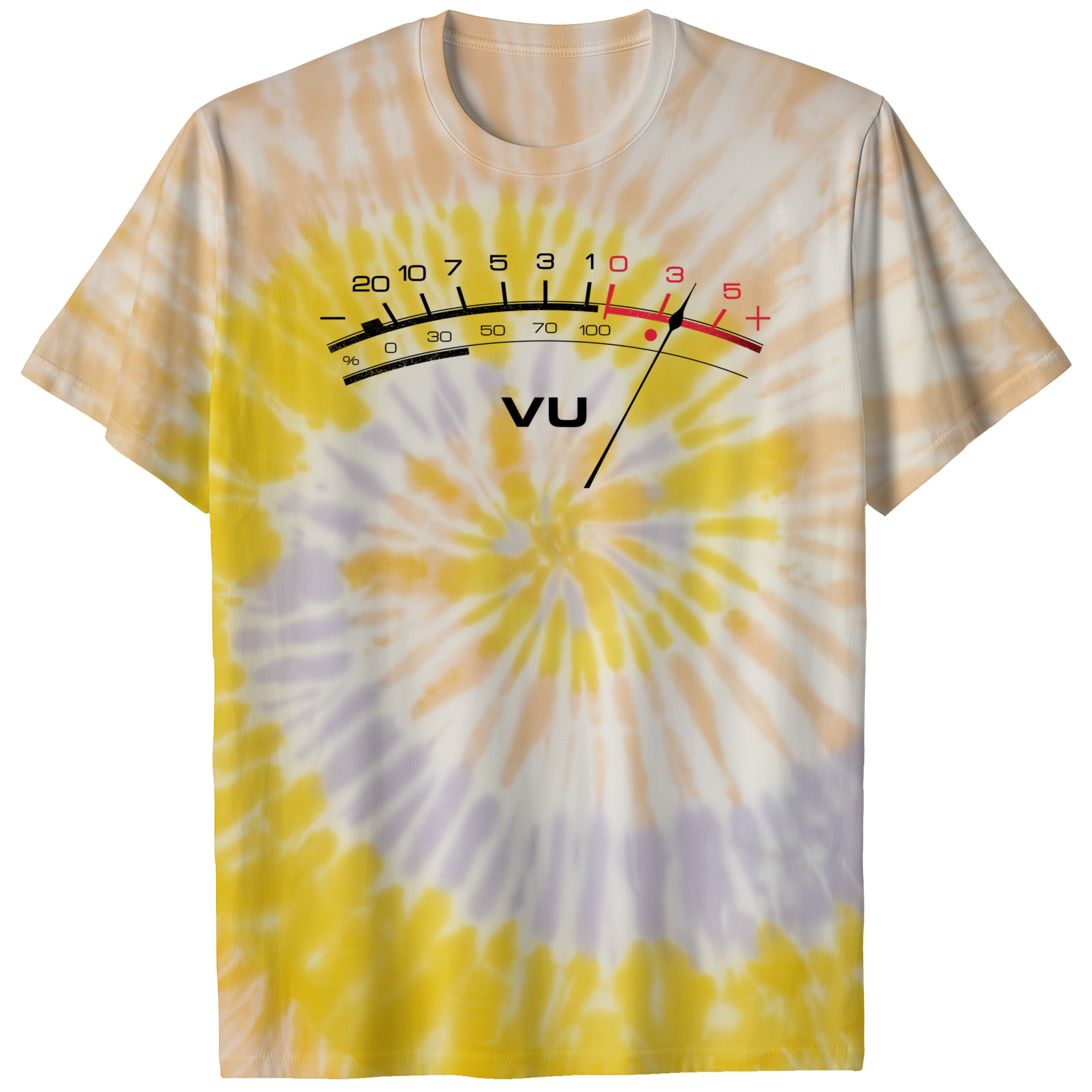 004018.VU-Meter-light-bg-ss Analog VU Meter Retro Audio Signal Visual Meter Art Design Unisex Tie Dye Cotton T-Shirt - Image 7