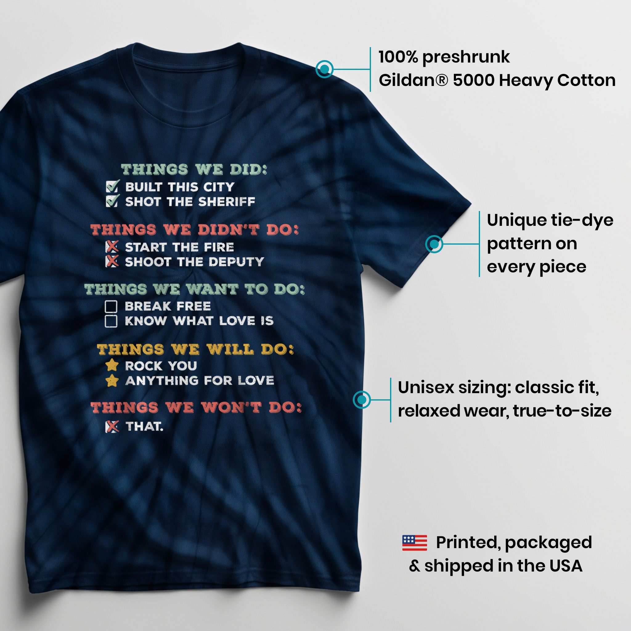 004019.Things-We-Did-dark-bg-003 Things We Did Classic Song Humorous Checklist Lyric Design Unisex Tie Dye Cotton T-Shirt - Image 3