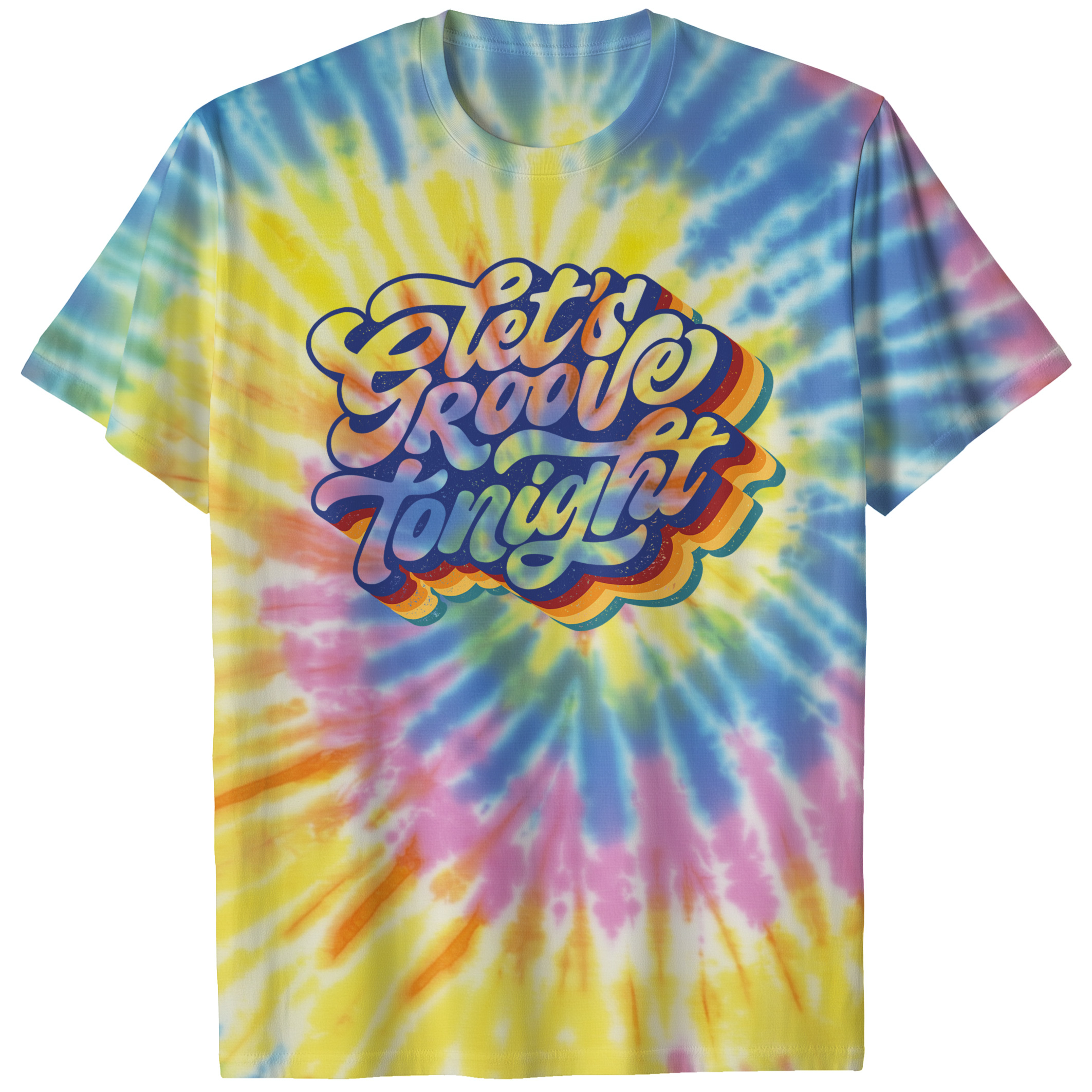 004030.Let-s-Groove-Tonight-light-bg-001-NR Lets Groove Tonight Retro Disco Classic Funky Music Art Unisex Tie Dye Cotton T-Shirt - Image 5