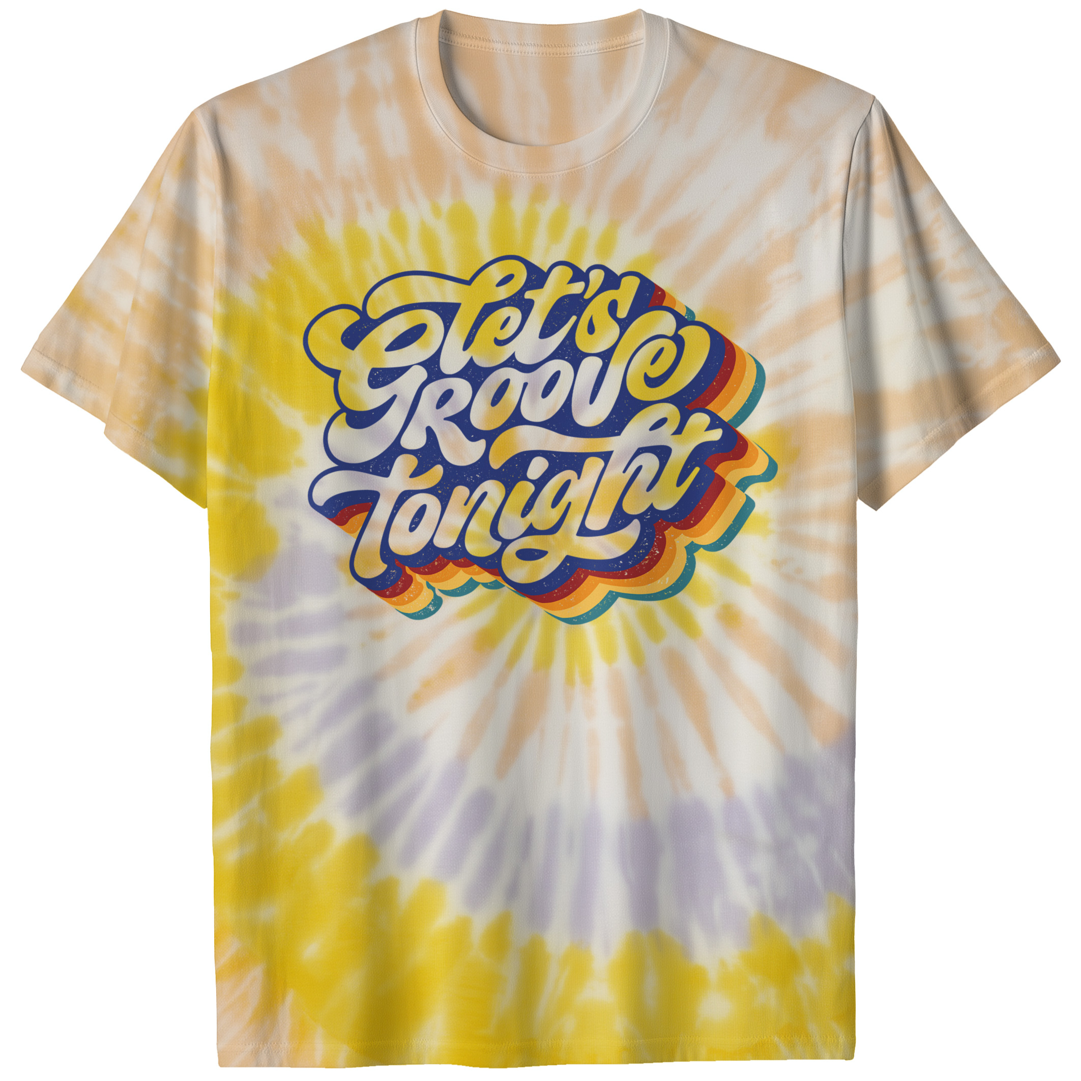 004030.Let-s-Groove-Tonight-light-bg-001-ss Lets Groove Tonight Retro Disco Classic Funky Music Art Unisex Tie Dye Cotton T-Shirt - Image 7