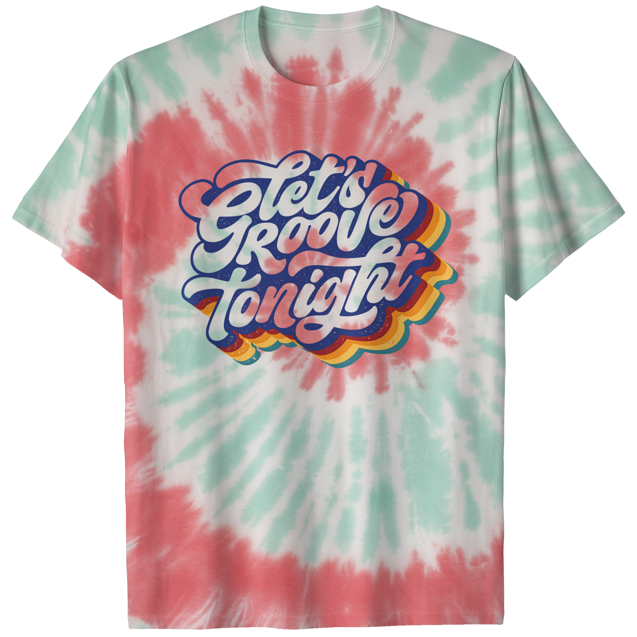 004030.Let-s-Groove-Tonight-light-bg-001-td Lets Groove Tonight Retro Disco Classic Funky Music Art Unisex Tie Dye Cotton T-Shirt - Image 8
