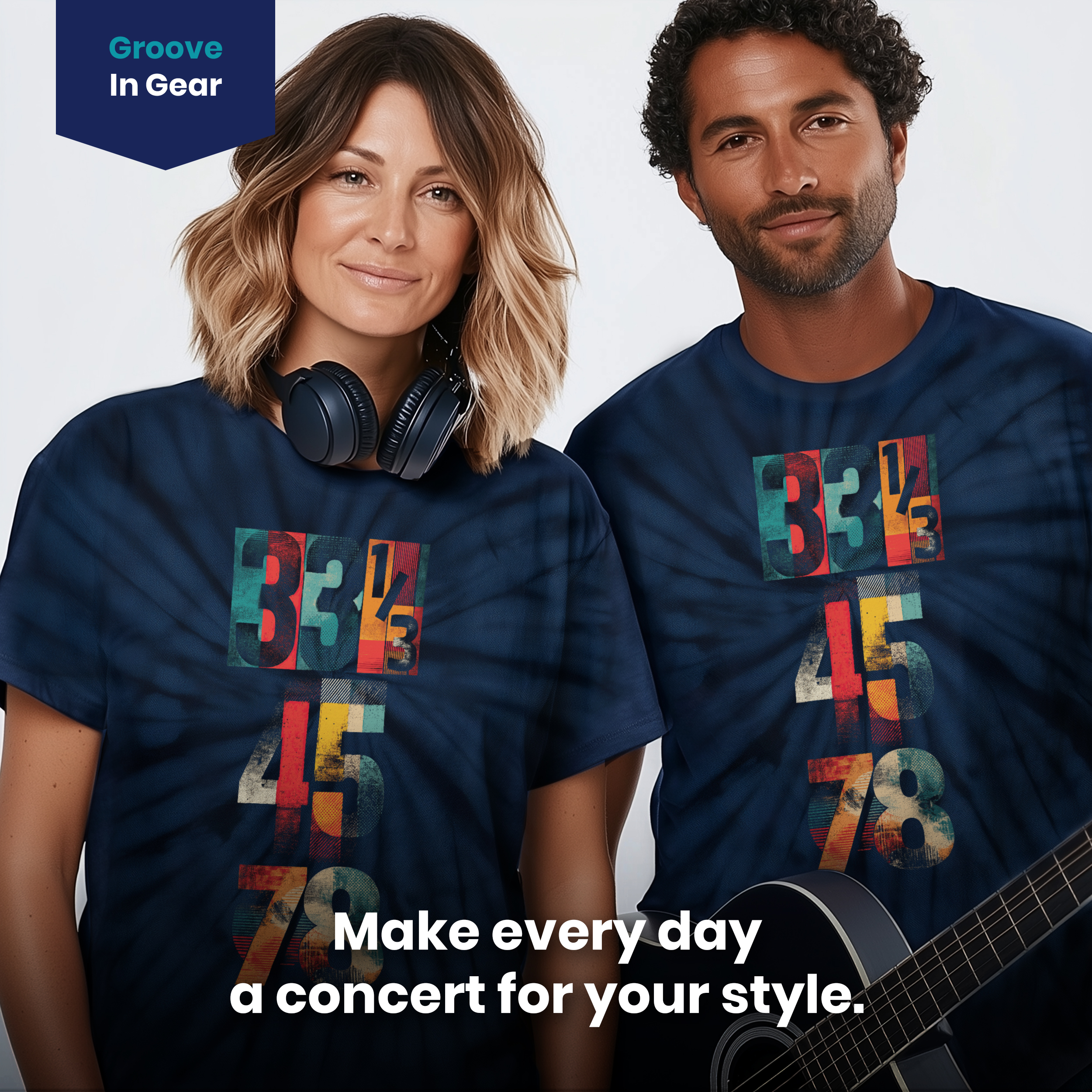 004034.33-45-78-RPM-dark-bg-004 33 45 78 RPM Retro Music Vinyl Speed Classic Audio Design Unisex Tie Dye Cotton T-Shirt - Image 4