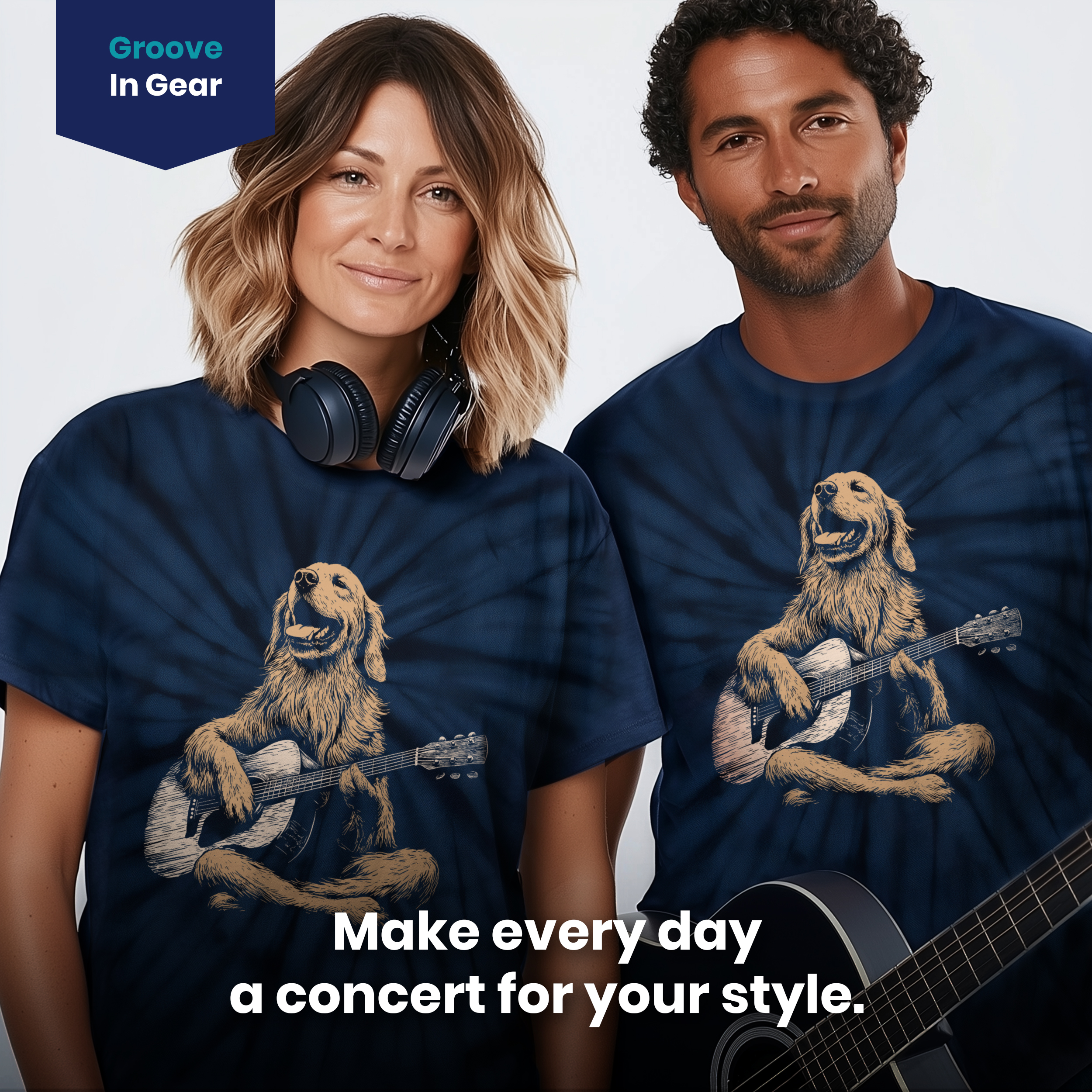 004038.Golden-Retriever-Guitar-dark-bg-004 Golden Retriever Guitar Music Playful Dog Musician Art Print Unisex Tie Dye Cotton T-Shirt - Image 4