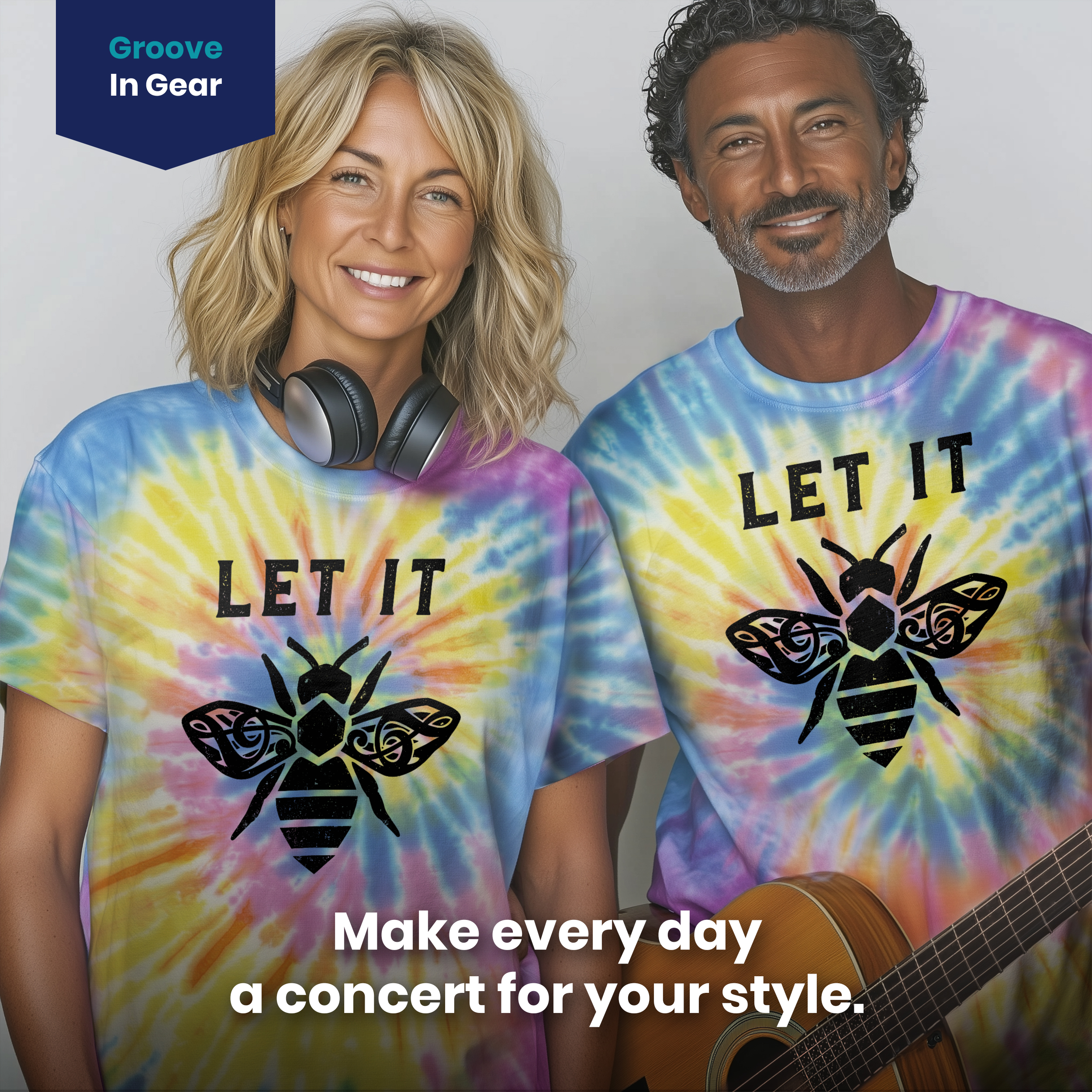 004051.Let-It-Bee-light-bg-004 Let It Bee Treble Clef Honey Pun Rustic Graphic Music Lover Unisex Tie Dye Cotton T-Shirt - Image 4