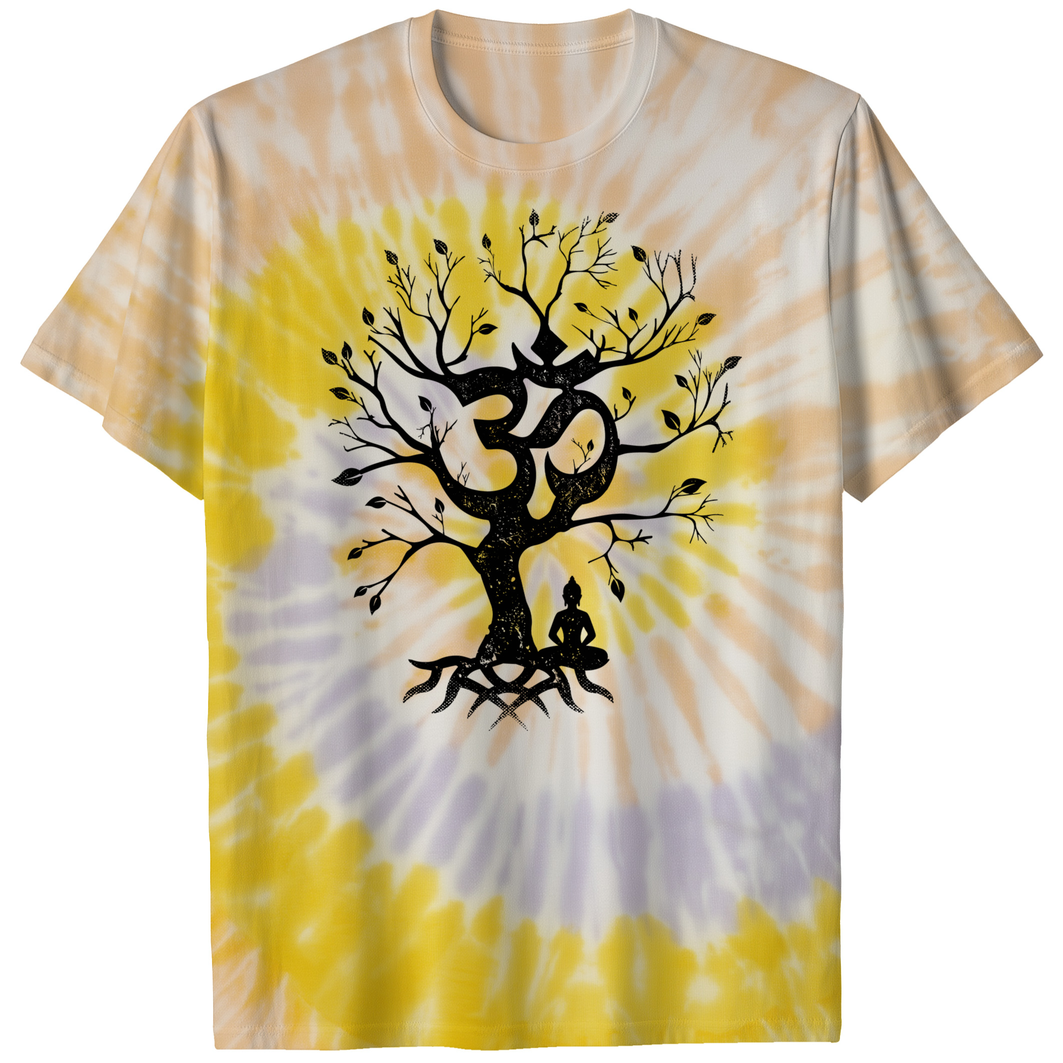 011013.Tree-of-Life-OM-Symbol-shirt-light-001-ss Tree of Life and Ohm Symbol Design for Women or Men Om Unisex Tie Dye Cotton T-Shirt - Image 7