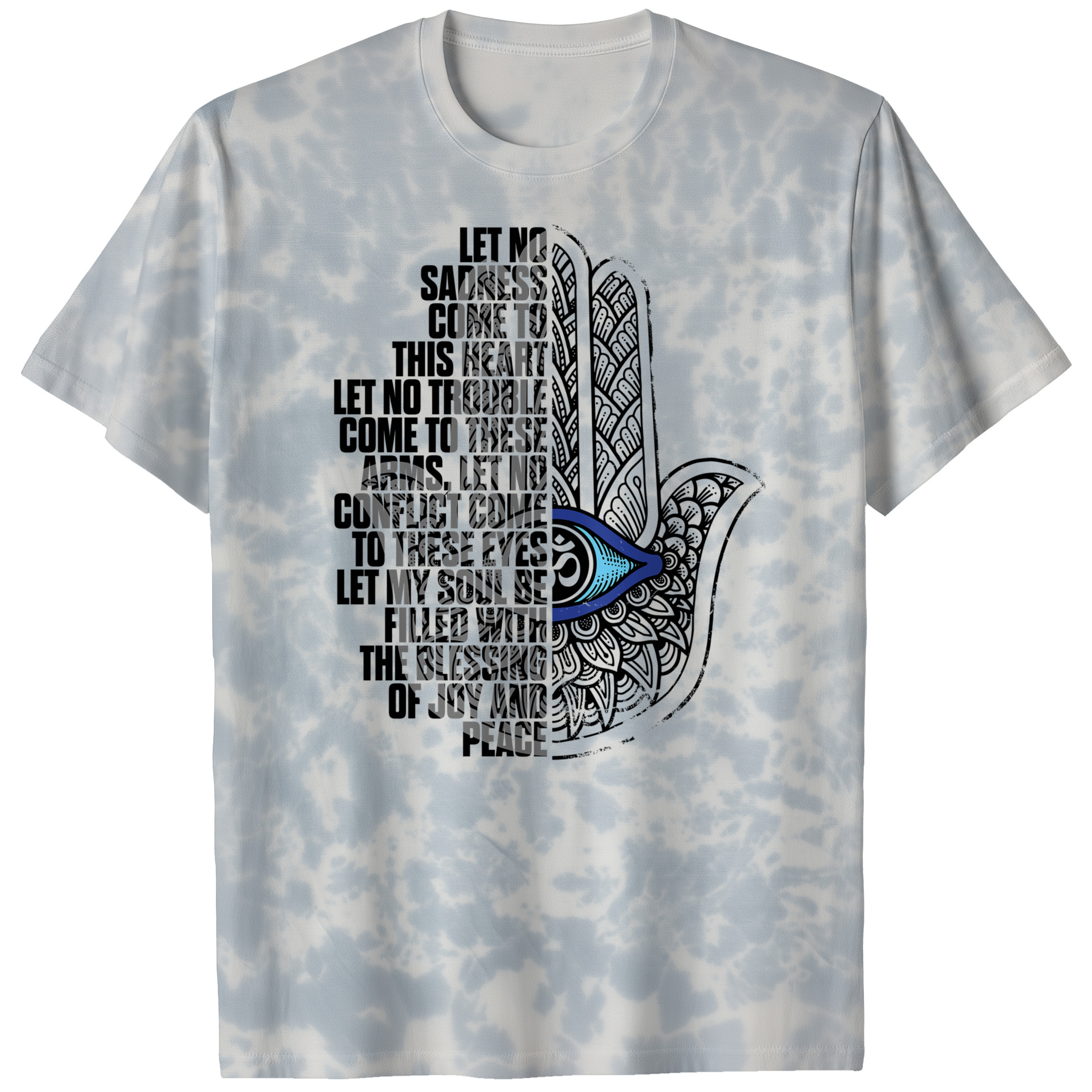 011035.Hamsa-Prayer-shirt-light-pc Hamsa Design for Men or Women Hamsa Hand Unisex Tie Dye Cotton T-Shirt - Image 5