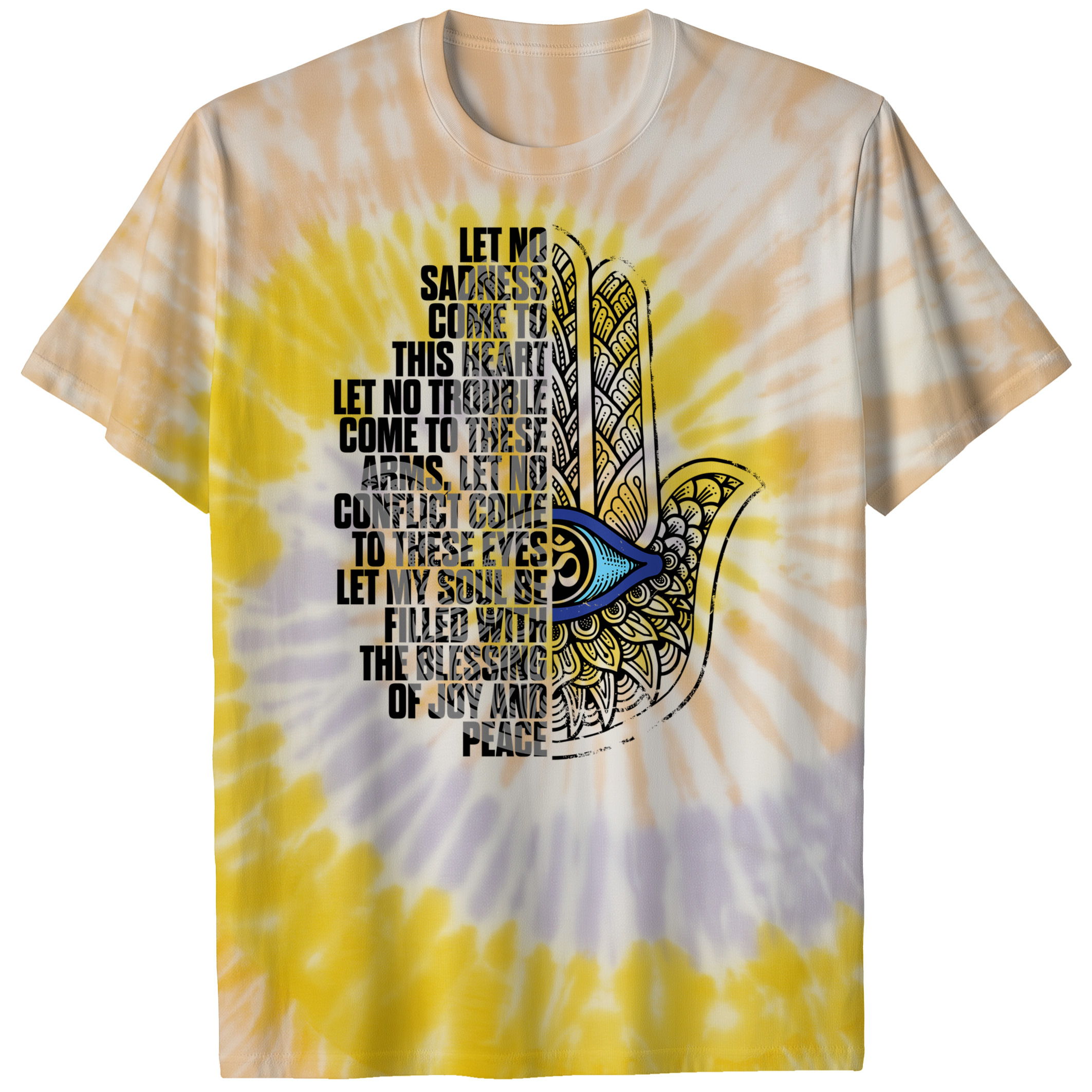 011035.Hamsa-Prayer-shirt-light-ss Hamsa Design for Men or Women Hamsa Hand Unisex Tie Dye Cotton T-Shirt - Image 6